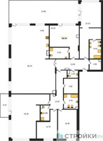 Планировка 4+ комнатной(квартира) площадью 353 квадратных метров в “ЖК Вишневый сад”