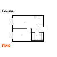 Планировка однокомнатной(квартира) площадью 33.7 квадратных метров в “ЖК Яуза Парк (Мытищи)”