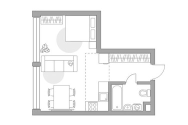 Планировка однокомнатной(квартира) площадью 32.82 квадратных метров в ЖК “ЖК Мневники от Гранель”