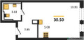 Планировка студии(квартира) площадью 30.5 квадратных метров в “ЖК Квартал Герцена”