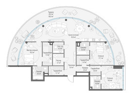 Планировка трехкомнатной(квартира) площадью 198 квадратных метров в “Клубный квартал "Фрунзенская набережная"”