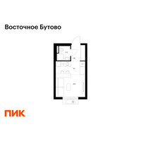 Планировка студии(квартира) площадью 18.8 квадратных метров в “ЖК Восточное Бутово”
