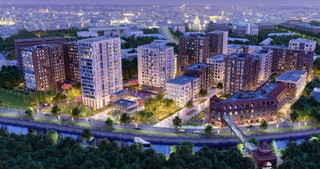 ночное фото ЖК Резиденции Архитекторов