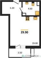 Планировка студии(квартира) площадью 29.9 квадратных метров в “Павлово 3”