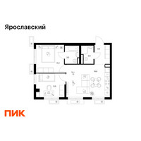 Планировка двухкомнатной(квартира) площадью 51 квадратных метров в “ЖК Ярославский”