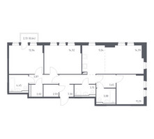 Планировка трехкомнатной(квартира) площадью 94.7 квадратных метров в “ЖК Остафьево”