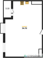 Планировка двухкомнатной(квартира) площадью 54.7 квадратных метров в “ЖК Римский”