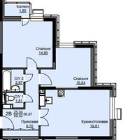 Планировка двухкомнатной(квартира) площадью 60.3 квадратных метров в “ЖК Соболевка”
