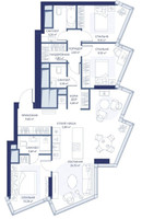 Планировка трехкомнатной(квартира) площадью 89.9 квадратных метров в “ЖК HideOUT (ХайдАут)”