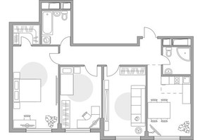 Планировка 4+ комнатной(квартира) площадью 73.88 квадратных метров в “ЖК Аникеевский”
