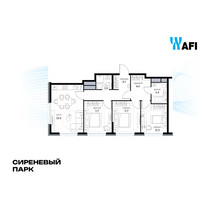 Планировка трехкомнатной(квартира) площадью 77.6 квадратных метров в “ЖК Сиреневый парк”
