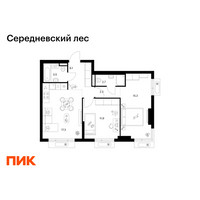 Планировка двухкомнатной(квартира) площадью 58.9 квадратных метров в “ЖК Середневский лес”