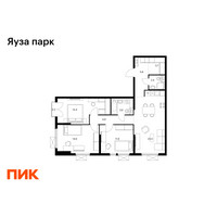 Планировка трехкомнатной(квартира) площадью 84.7 квадратных метров в “ЖК Яуза Парк (Мытищи)”