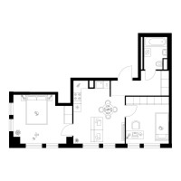 Планировка двухкомнатной(квартира) площадью 51.2 квадратных метров в “Квартал Мит”