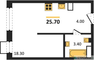 Планировка студии(квартира) площадью 25.7 квадратных метров в “ЖК Форевиль”