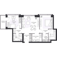 Планировка трехкомнатной(квартира) площадью 66.6 квадратных метров в “ЖК Hide (Хайд)”