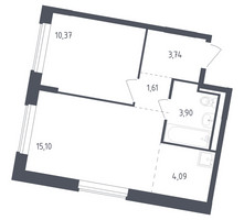 Планировка однокомнатной(квартира) площадью 38.8 квадратных метров в “ЖК Рублевский Квартал”