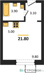 Планировка студии(квартира) площадью 21.8 квадратных метров в ЖК “ЖК Лесная Отрада”