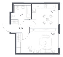 Планировка однокомнатной(квартира) площадью 35.37 квадратных метров в “ЖК Пригород Лесное”