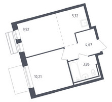 Планировка однокомнатной(квартира) площадью 34 квадратных метров в “ЖК Рублевский Квартал”