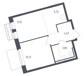 Планировка однокомнатной(квартира) площадью 34 квадратных метров в ЖК “ЖК Рублевский Квартал”
