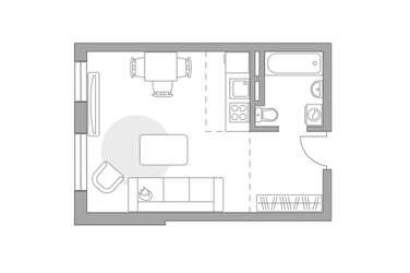 Планировка студии(квартира) площадью 30.11 квадратных метров в ЖК “ЖК Аникеевский”
