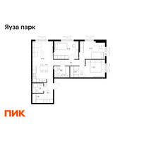 Планировка трехкомнатной(квартира) площадью 78.3 квадратных метров в “ЖК Яуза Парк (Мытищи)”