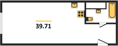 Планировка студии (квартира) площадью 39.71 квадратных метров в ЖК “Very”
