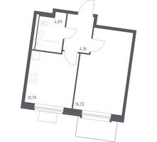 Планировка однокомнатной(квартира) площадью 35.37 квадратных метров в “ЖК Квартал Западный”