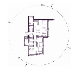 Планировка трехкомнатной(квартира) площадью 140.08 квадратных метров в ЖК “ЖК Дом Дау”