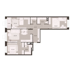 Планировка трехкомнатной(квартира) площадью 93.1 квадратных метров в ЖК “ЖК Гранд Комфорт”