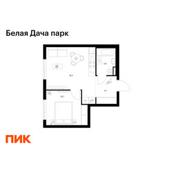 Планировка однокомнатной(квартира) площадью 37.5 квадратных метров в ЖК “ЖК Белая Дача парк”