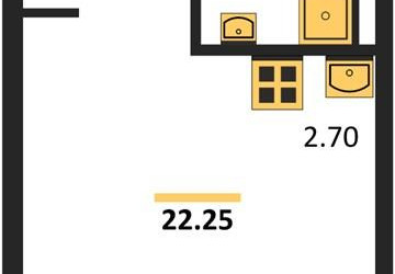 Планировка студии(квартира) площадью 22.25 квадратных метров в ЖК “ЖК Квартал Ивакино”