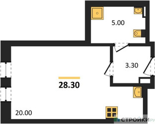 Планировка студии(квартира) площадью 28.3 квадратных метров в ЖК “ЖК ЗИЛАРТ”
