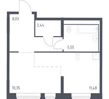 Планировка студии(квартира) площадью 37.85 квадратных метров в “ЖК Молжаниново”