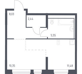 Планировка студии(квартира) площадью 37.85 квадратных метров в ЖК “ЖК Молжаниново”