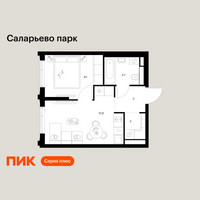 Планировка однокомнатной(квартира) площадью 31.6 квадратных метров в “ЖК Саларьево парк”