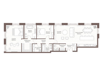 Планировка двухкомнатной(квартира) площадью 152.55 квадратных метров в ЖК “Жилой дом Кло 17”