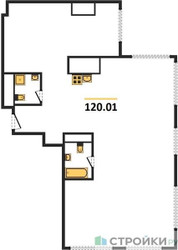 Планировка трехкомнатной(квартира) площадью 120.1 квадратных метров в ЖК “ЖК Very (Вери)”