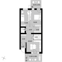 Планировка трехкомнатной(квартира) площадью 81.4 квадратных метров в “Апрелевка Клаб”