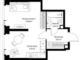 Планировка однокомнатной(квартира) площадью 33.06 квадратных метров в “Мультиквартал СИТИДЗЕН”