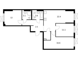 Планировка трехкомнатной(квартира) площадью 80.2 квадратных метров в “ЖК Ильинские луга”
