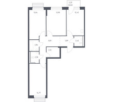 Планировка трехкомнатной(квартира) площадью 78.4 квадратных метров в “ЖК Рублевский Квартал”