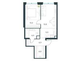 Планировка двухкомнатной(квартира) площадью 47.1 квадратных метров в “ЖК Level Звенигородская”