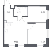 Планировка двухкомнатной(квартира) площадью 53.75 квадратных метров в “ЖК ЭкоБунино (Южное Бунино)”