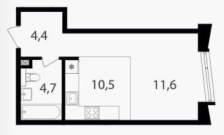 Планировка студии(квартира) площадью 31.2 квадратных метров в “ЖК Петровский парк II”