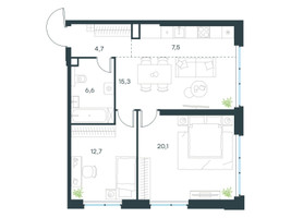 Планировка трехкомнатной(квартира) площадью 67 квадратных метров в “ЖК Level Мичуринский”