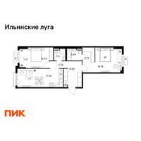 Планировка двухкомнатной(квартира) площадью 68.52 квадратных метров в “ЖК Ильинские луга”