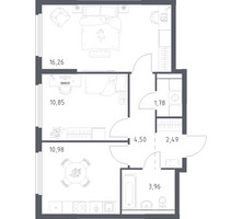 Планировка двухкомнатной(квартира) площадью 50.82 квадратных метров в “ЖК Пригород Лесное”