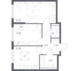 Планировка двухкомнатной(квартира) площадью 50.82 квадратных метров в ЖК “ЖК Пригород Лесное”